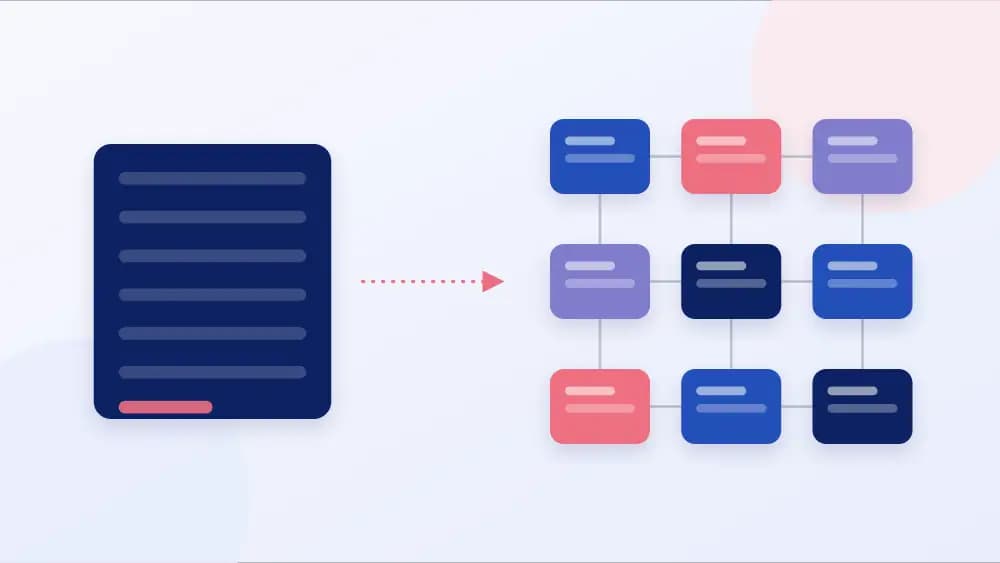 Illustration: independent, connected services replacing one large monolithic system